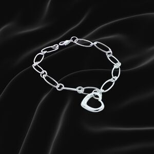 New S925 Silver Heart Link Bracelet